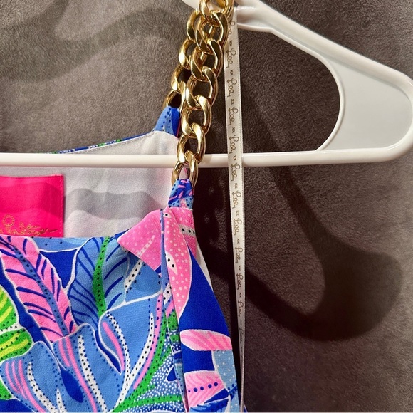 Lilly Pulitzer Silk Maxi Dress Tropical Print Chain Strap Size 2 - Picture 9 of 12